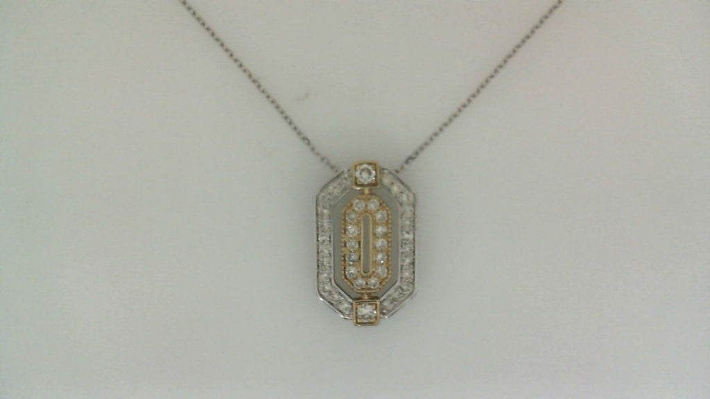 Diamond pendant with white-yellow gold accents.