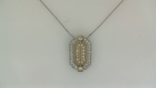 Natural Diamond Necklace in 14 Karat White - Yellow with 0.50ctw Round Diamond