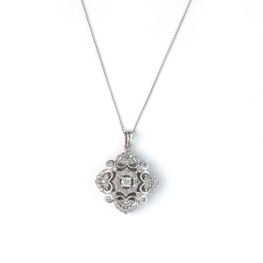 Marks Estate Dept 1 Natural Diamond Necklace in 14 Karat White Gold with 0.75ctw H/I I1 Round Diamonds