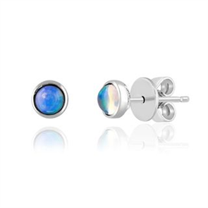 Opal stud earrings in white gold setting.
