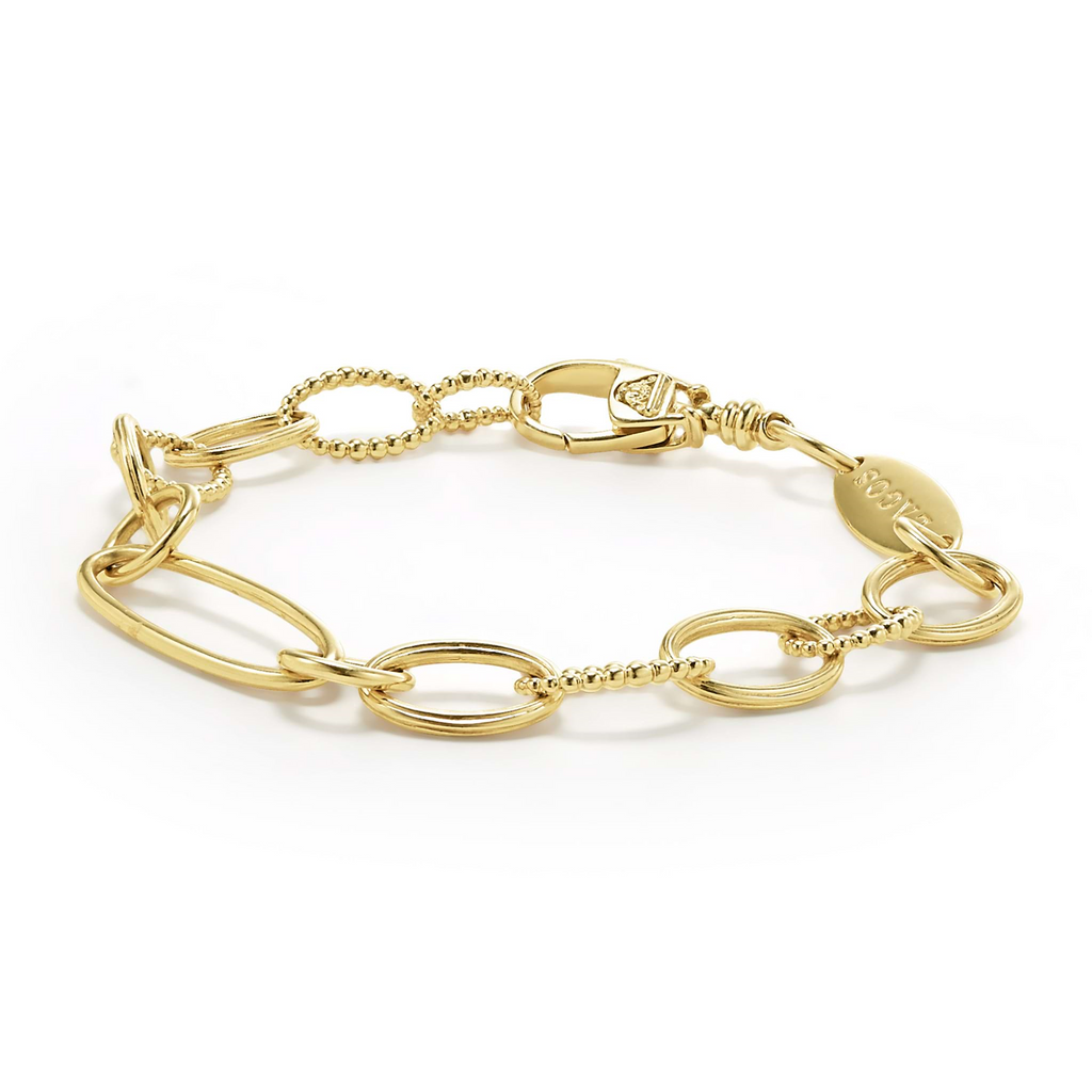 18K yellow gold oval link bracelet.
