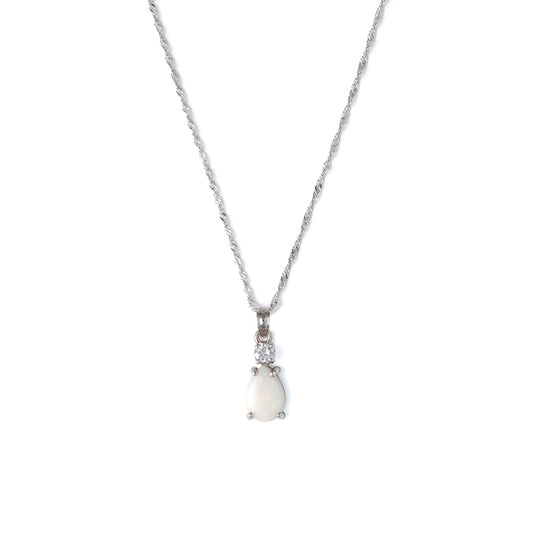 Marks Estate Dept 1 Pear Opal Color Gemstone Necklace in 14 Karat White Gold with 1.00ctw