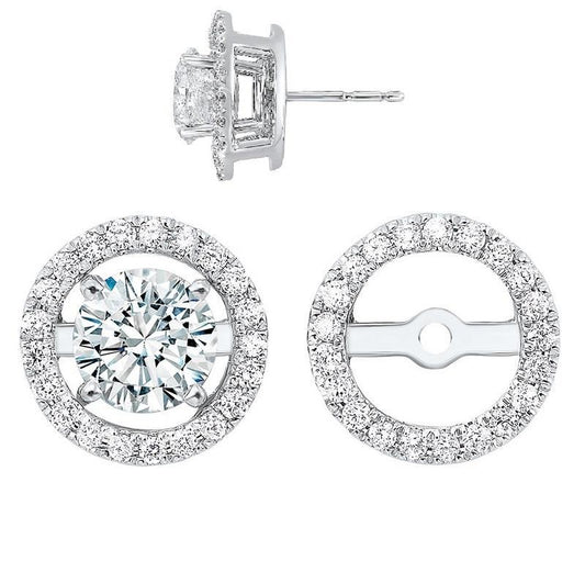 Diamond Jackets Natural Diamond Earrings in 14 Karat White with 0.24ctw H/I I1 Round Diamonds
