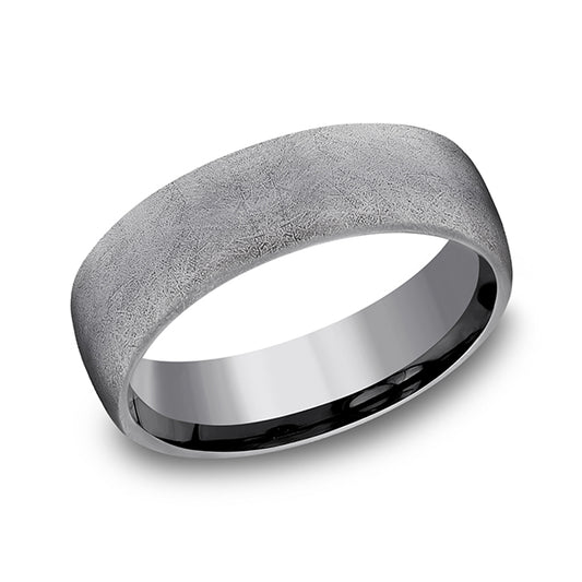 Tantalum grey carved band, matte finish.