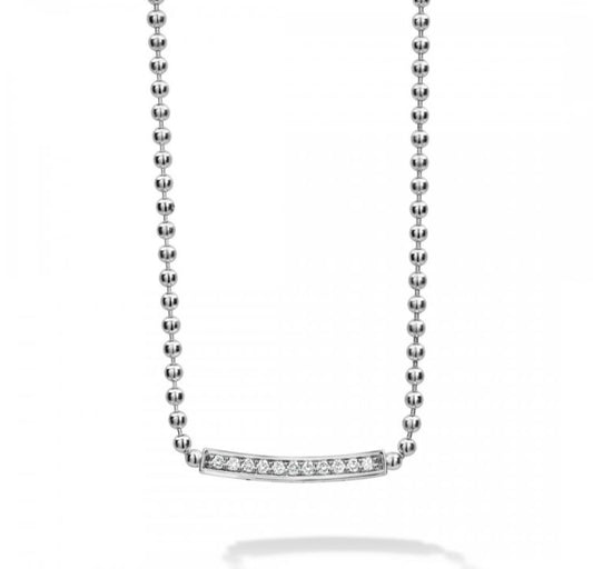 Caviar Spark Collection Natural Diamond Necklace in Sterling Silver White with 0.28ctw Round Diamond