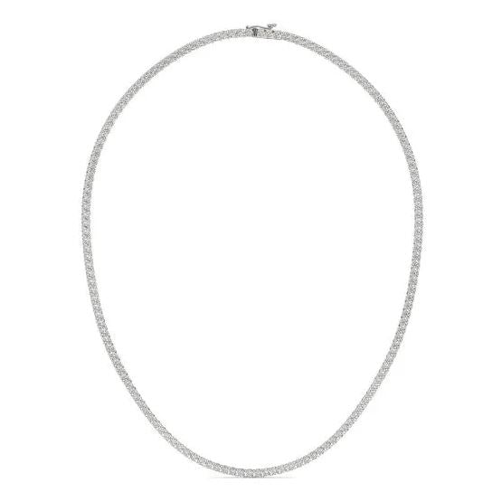 14K white gold diamond tennis necklace.