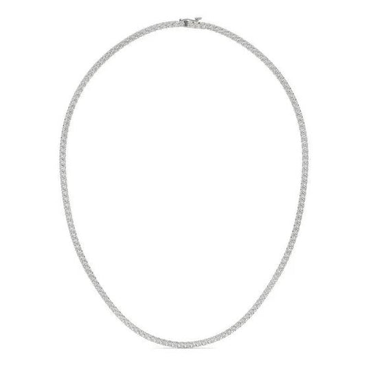 14K white gold diamond tennis necklace.