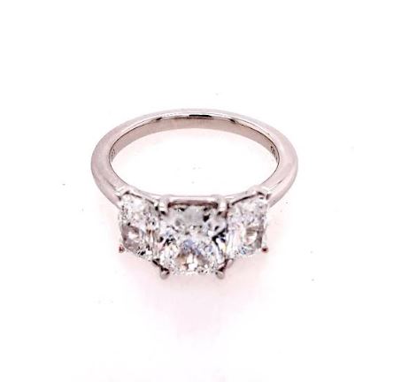 Three Stone Lab-Grown Diamond Complete Engagement Ring in 14 Karat White with 1.56ctw D VS2 Radiant Lab Grown Diamond