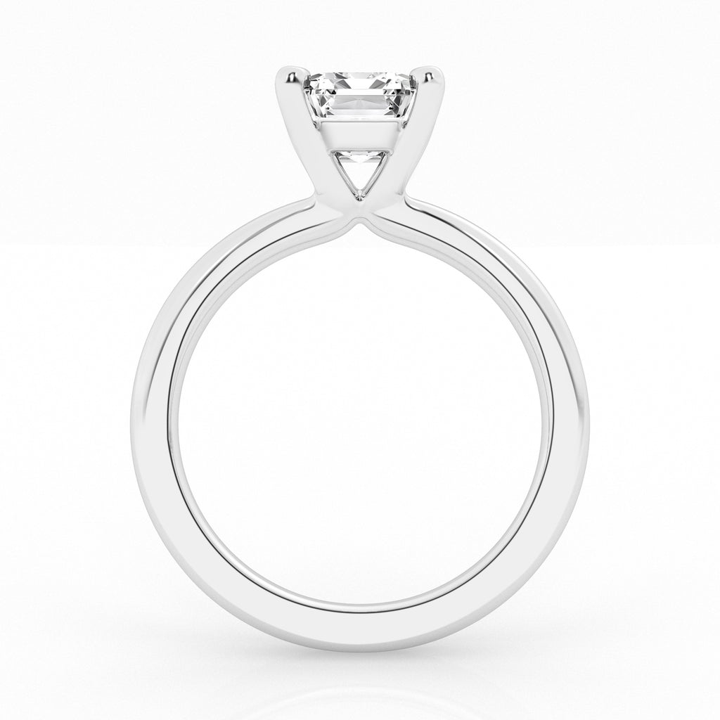 Emerald-cut diamond solitaire ring.