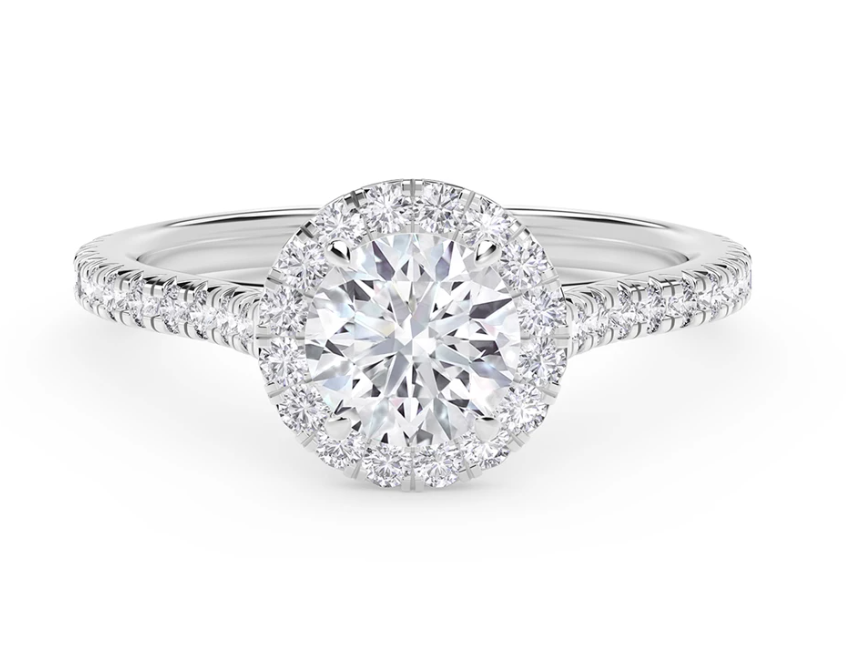 Forevermark Center of My Universe Collection Halo Earth Mined Complete Diamond Engagement Ring in Platinum White with 0.72ctw J SI2 Round Diamond