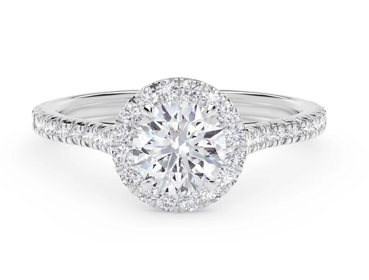 Halo Natural Diamond Complete Engagement Ring in Platinum White with 0.72ctw J SI2 Round Diamond