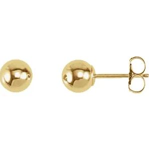 14K Yellow Gold Stud Earrings, Polished Finish