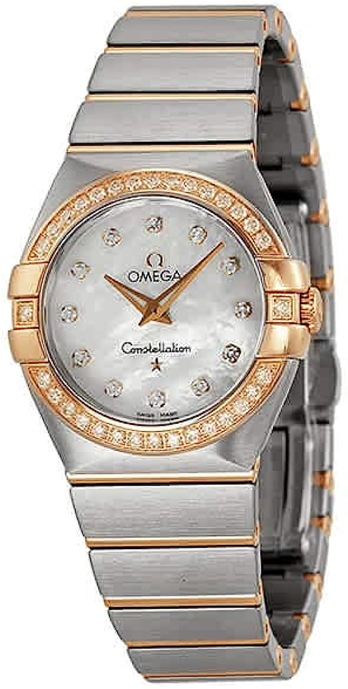 Omega Constellation watch, diamond bezel, rose gold.