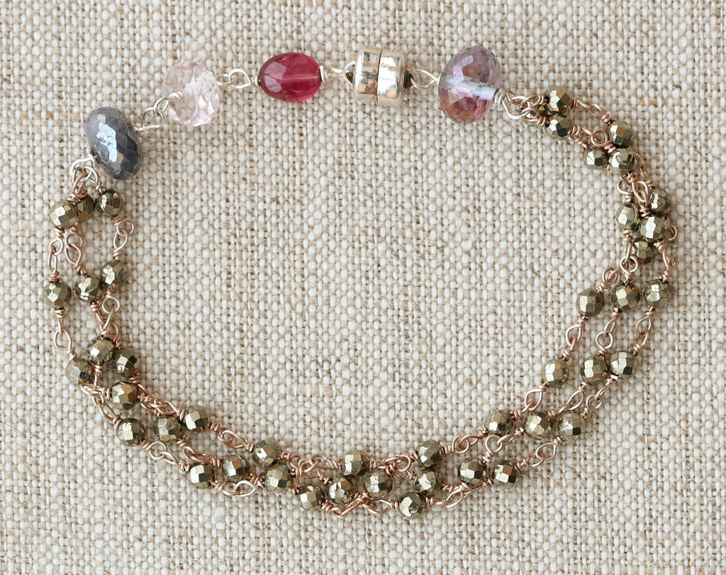 Sterling silver bracelet with pyrite beads.