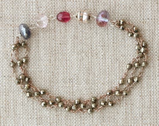 Sterling silver bracelet with pyrite beads.