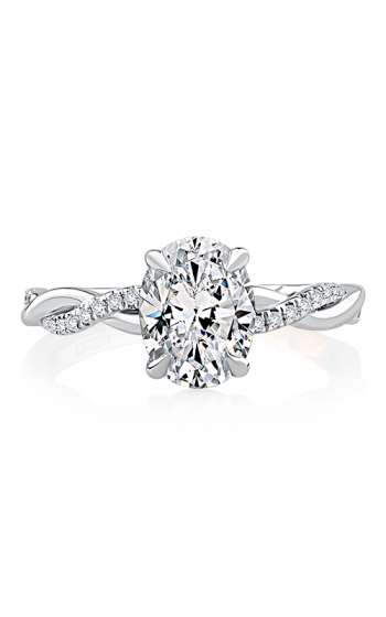 Side Stone Natural Diamond Semi-Mount Engagement Ring in 14 Karat White with 25 Round Diamonds, totaling 0.1ctw