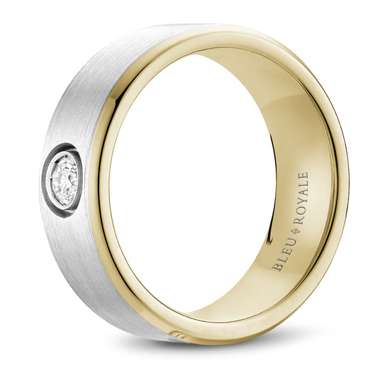 CROWN RING Men's Natural Diamond Band in 14 Karat White Yellow Gold with 0.22ctw G/H SI1-SI2 Round Diamonds