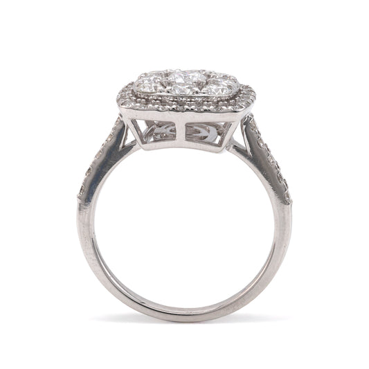 M Estate Collection Halo Fashion Ring in 14 Karat White