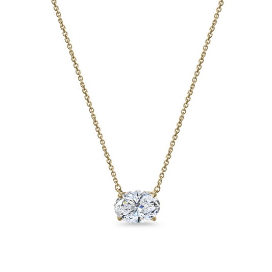 Lab-Grown Diamond Necklace in 18 Karat Yellow with 1.09ctw D VS2 Oval Lab Grown Diamond