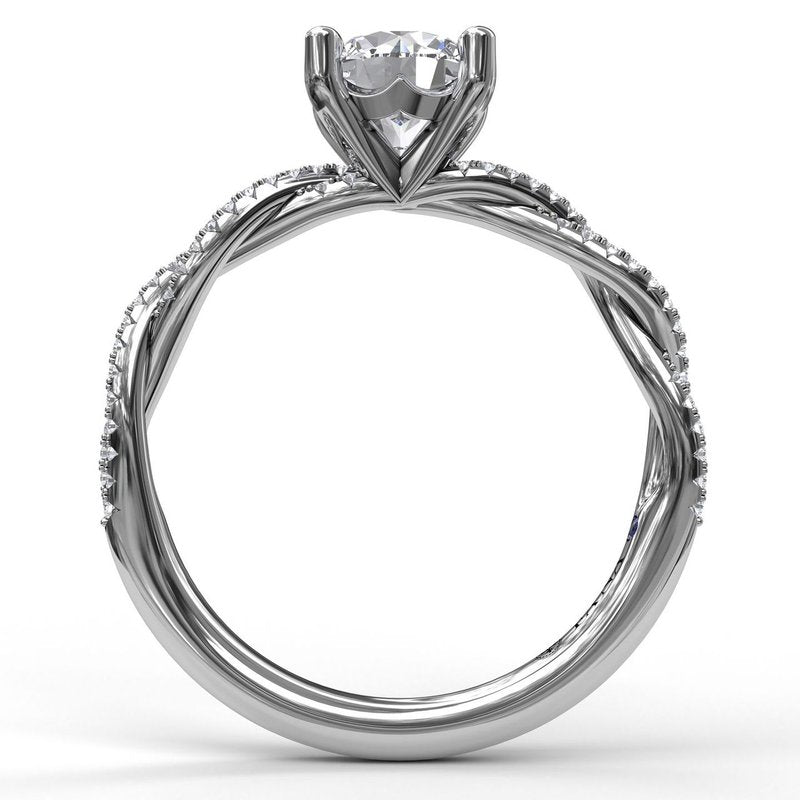 14K white gold diamond semi-mount ring.