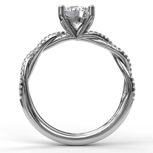 14K white gold diamond semi-mount ring.