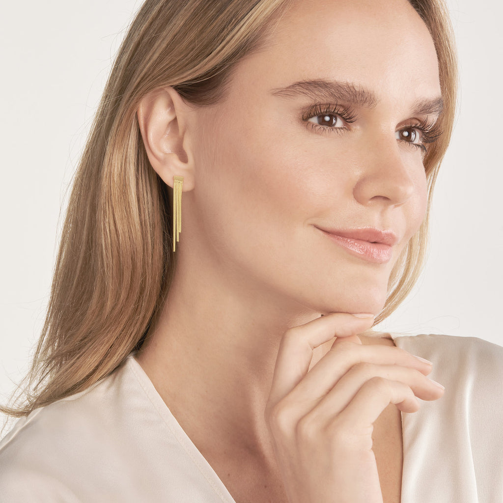 14K yellow gold dangle earrings, no stones.