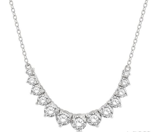 Natural Diamond Necklace in 14 Karat White with 1.00ctw Round Diamonds