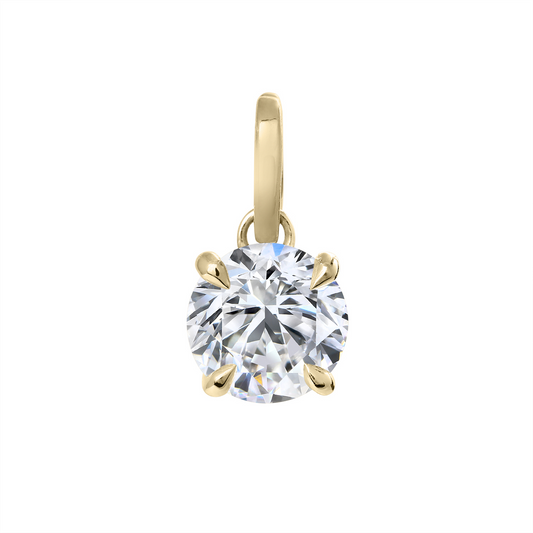 18K yellow gold pendant with round diamond.