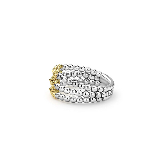 Sterling silver ring with beaded design.