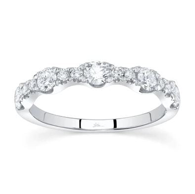White gold ring with round diamonds.
