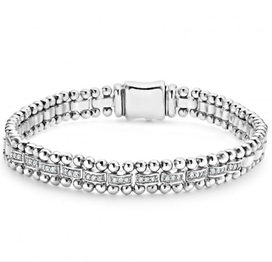 Caviar Spark Collection Natural Diamond Bracelet in Sterling Silver White with 0.19ctw G/H SI2 Round Diamonds