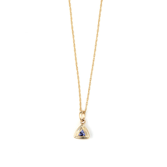 ReMarkable Estate Color Gemstone Necklace with 1 Trillian Tanzanite 0.20ctw in 14 Karat Yellow Gold