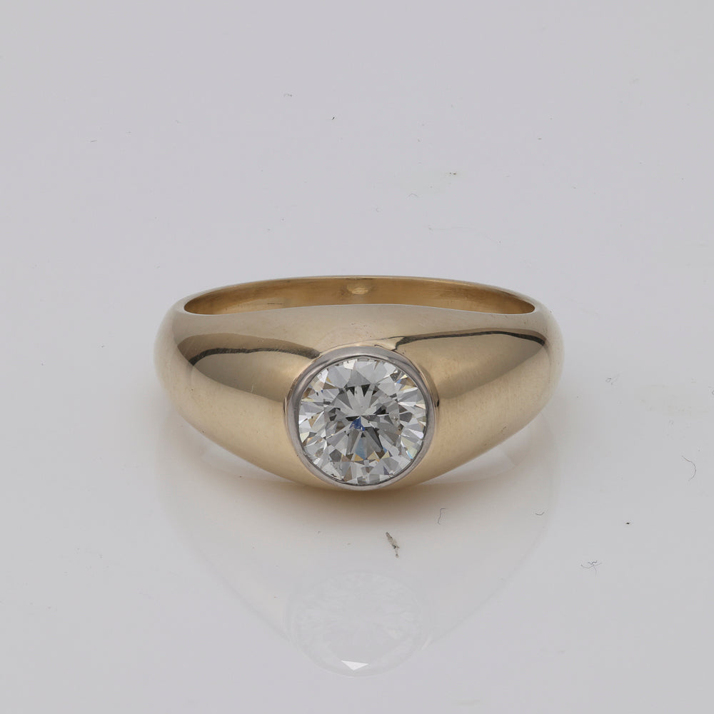 14K yellow gold ring with round diamond.