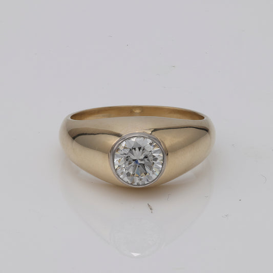 14K yellow gold ring with round diamond.