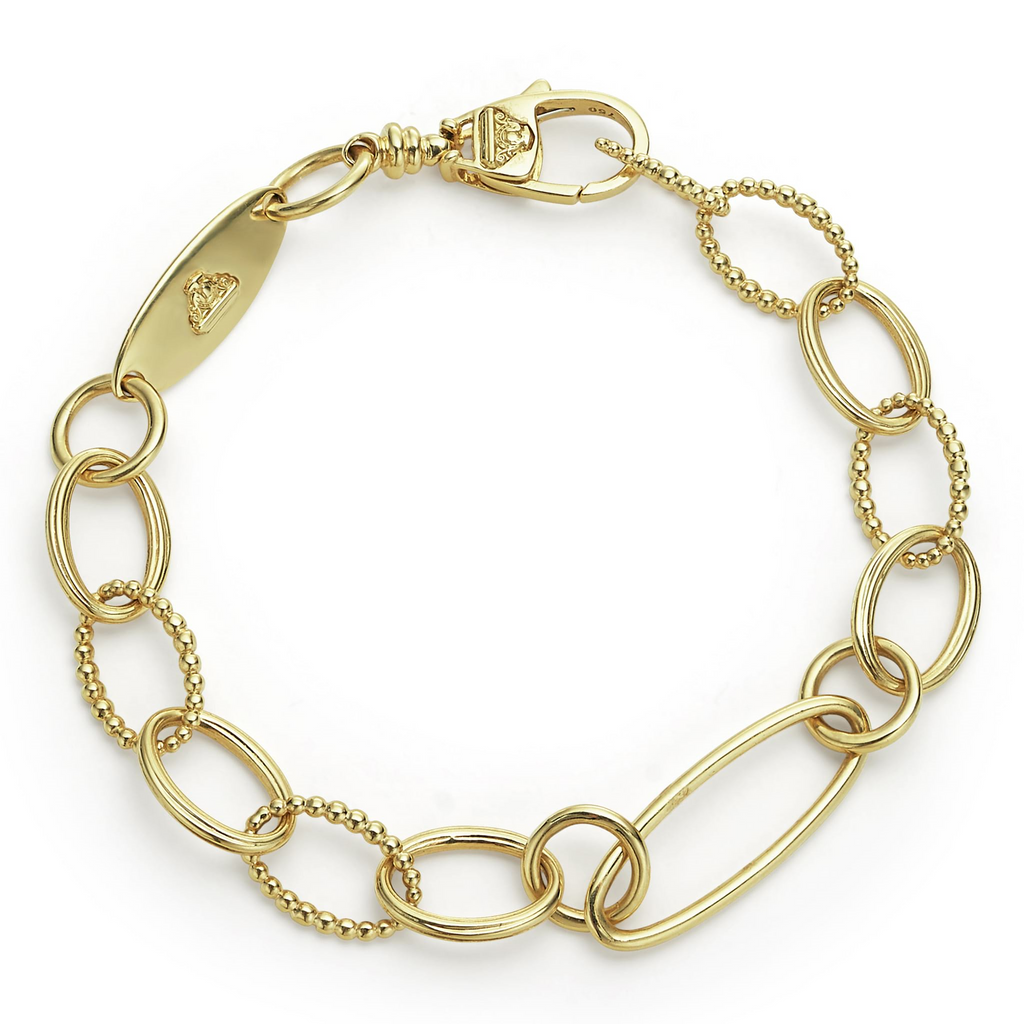18K yellow gold oval link bracelet.
