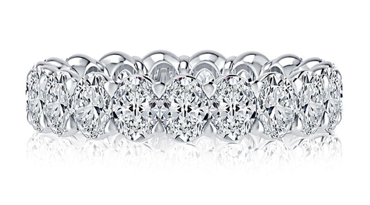A. Jaffe Eternity Ladies Wedding Band in 14 Karat White with 5.61ctw Oval Diamonds, Clarity: SI1-SI2, Color: G
