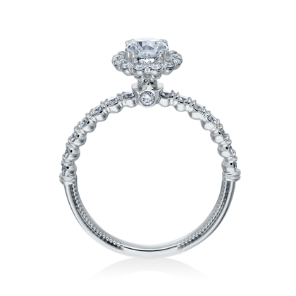 VERRAGIO Hidden Accent Halo Natural Diamond Semi-Mount Engagement Ring in 14 Karat White Gold with 0.78ctw Round Diamonds
