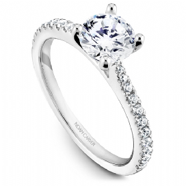 18K white gold ring with side diamonds.