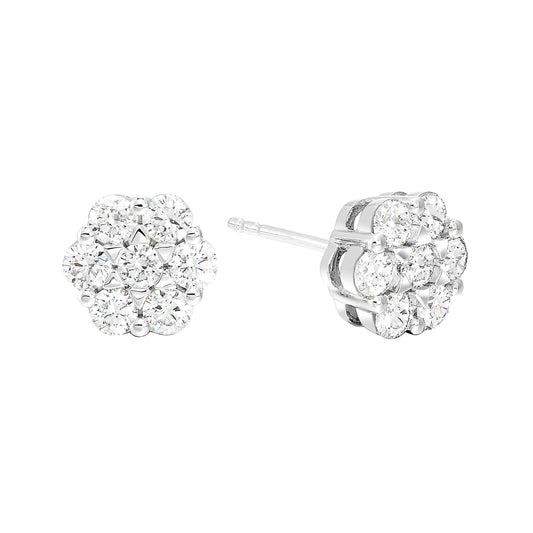 ReMARKable Designs Stud Natural Diamond Earrings in 14 Karat White with 0.14ctw Round Diamonds