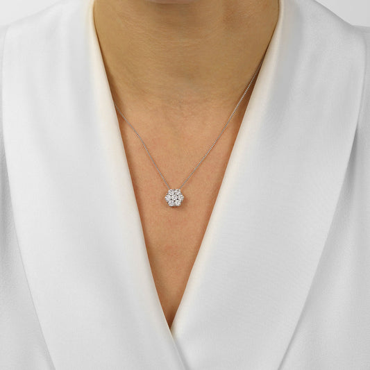 Natural Diamond Necklace in 14 Karat White Gold with 0.10ctw Round Diamonds