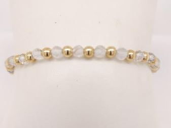 Gold-filled bracelet with round white topaz stones.