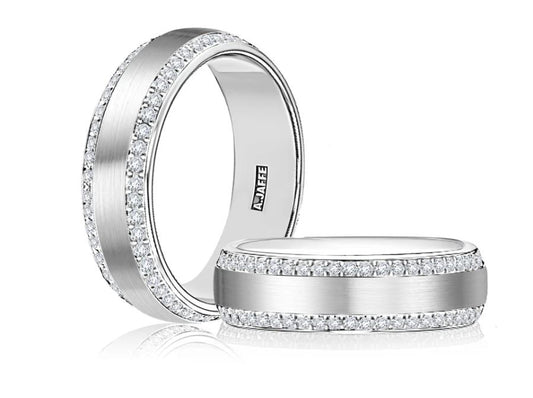 Natural Diamond Men's Wedding Band in 14 Karat White with 0.96ctw Round Diamonds