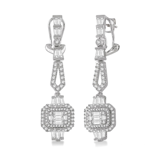 Dangle Natural Diamond Earrings in 18 Karat White with 1.84ctw G/H VS2-SI1 Various Shapes Diamonds