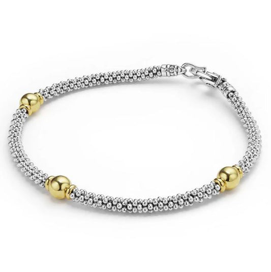 LAGOS Station Bracelet (No Stones) in Sterling Silver 18 Karat White Yellow