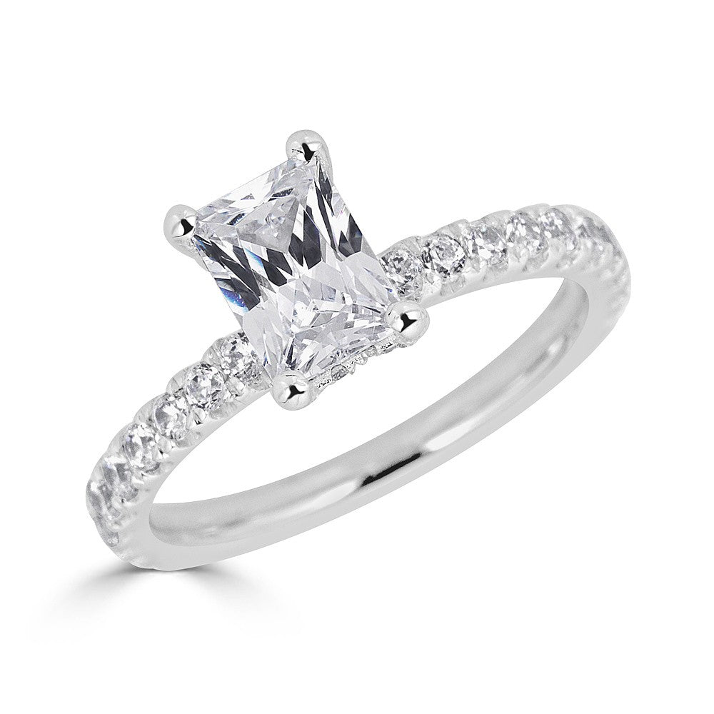 Diamond Accent Lab-Grown Diamond Engagement Ring in 14 Karat White with 0.57ctw Round Lab Grown Diamonds