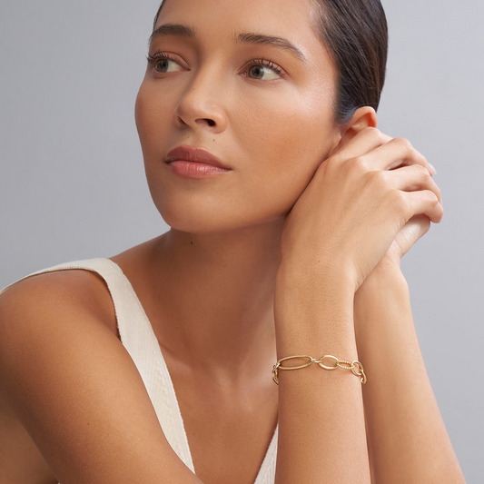 Lagos Signature Caviar Collection Oval Link Bracelet (No Stones) in 18 Karat Yellow