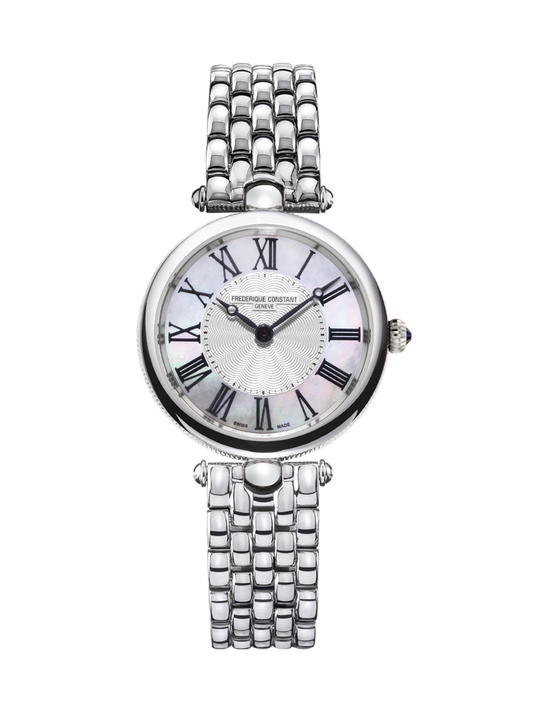 Stainless steel watch, Mother of Pearl dial.