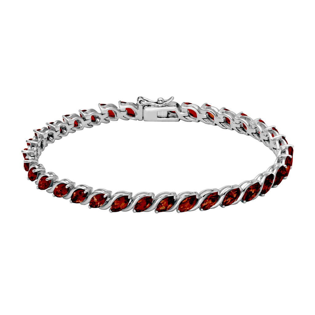 Sterling silver bracelet with marquise garnets.