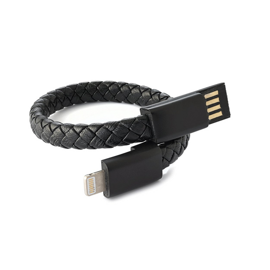 Black braided USB-C bracelet, stainless steel.