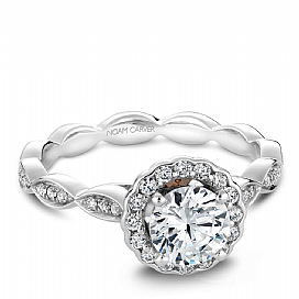 Halo Mined Diamond Engagement Ring in 14 Karat White - Rose with 0.27ctw G/H SI2 Round Diamonds